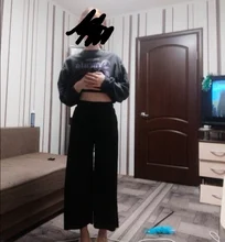 Pantalones de punto finos para mujer, pantalón suelto, de pierna ancha, cintura elástica, hasta el tobillo, talla grande, S-4XL