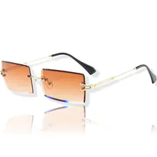 Rimless Sunglasses Shades-Eyewear Rectangle Trendy Men Women Fashion Summer Small UV400