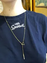 DOTIFI para las mujeres collares la innovación pendiente doble cadena larga calado triángulo y Baguette collar de acero inoxidable