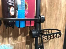 2020 Bathroom Shelf Black Shower Storage Basket Storage Rack Adjustable Faucet
