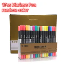Marqueur à base d'eau à tête souple, stylo de peinture à l'aquarelle à Double tête, stylo de couleur, pinceau d'écriture peint à la main, couleur aléatoire, 1 pièce