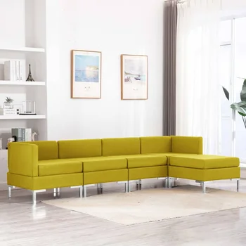 

5 PCs yellow sofa fabric sofa Set