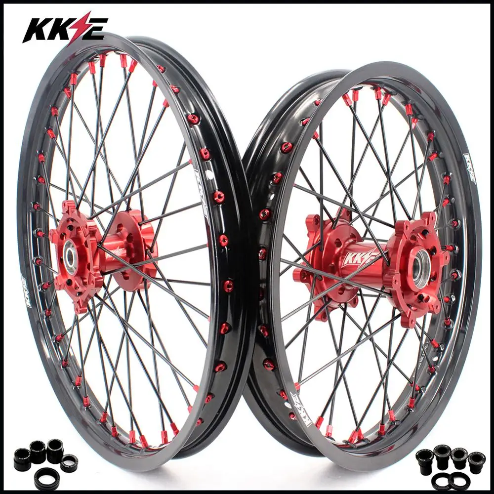 KKE 21/19 RM125 RM250 1996-2000 MX грязи велосипеды колеса диски набор для SUZUKI красный ниппель черный спиц CNC