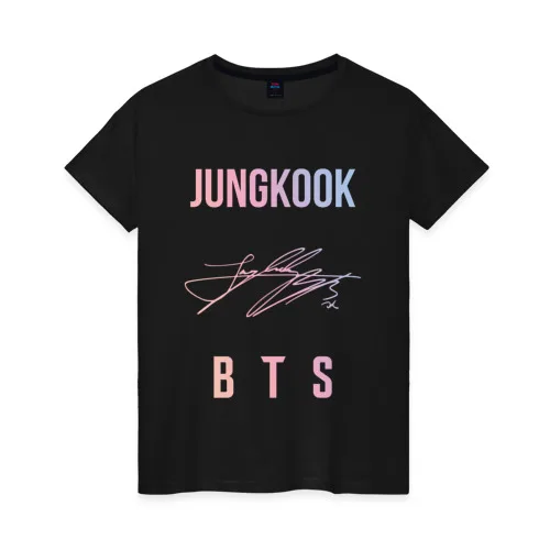 Женская футболка хлопок JUNGKOOK BTS АВТОГРАФ | одежда