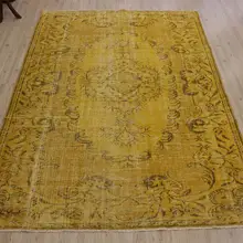 Ручной ковер турецкий желтый коврик ручной работы, винтажный ковер, античный килим