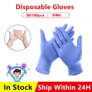 

50/100PCS Nitrile Gloves PVC Waterproof Dishwashing/Kitchen/Work/Food/Garden Disposable Protective Safety Gloves PVC Optional