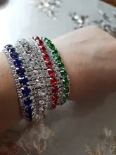 Pulseras de plata de ley 925 con zirconia cúbica, brazaletes de 14 colores con cadena de eslabones de cristal austriaco