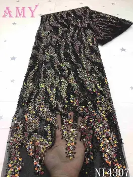 

African Sequins Lace Fabric New Arrival Nigerian Tulle Mesh Lace For Wedding Party AMYNI4307