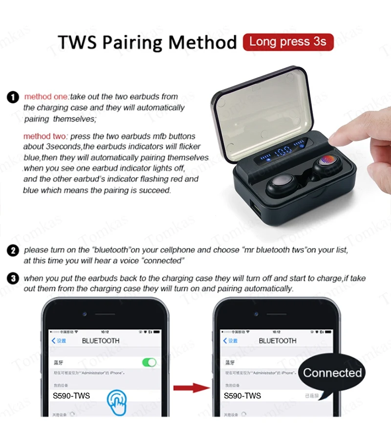 Спортивные Беспроводные bluetooth-гарнитуры TWS, беспроводные наушники, светодиодный дисплей, 2200 мАч, 5,0, Bluetooth наушники, водонепроницаемые