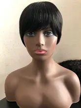 Tinashe belleza Bob corto peluca con flequillo corte Pixie brasileño pelucas de cabello humano Remy máquina barato rojo marrón pelucas para mujeres