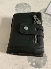 Billetera de cuero genuino para hombre, cartera con grabado gratis 100%, monedero pequeño, mini portatarjetas con cadena, portafolio de bolsillo para hombre