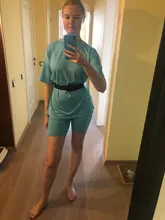 Outfits Shorts-Sets Belt Qrwr-Suit Two-Piece Female Loose Fashion Casual with Bicycle