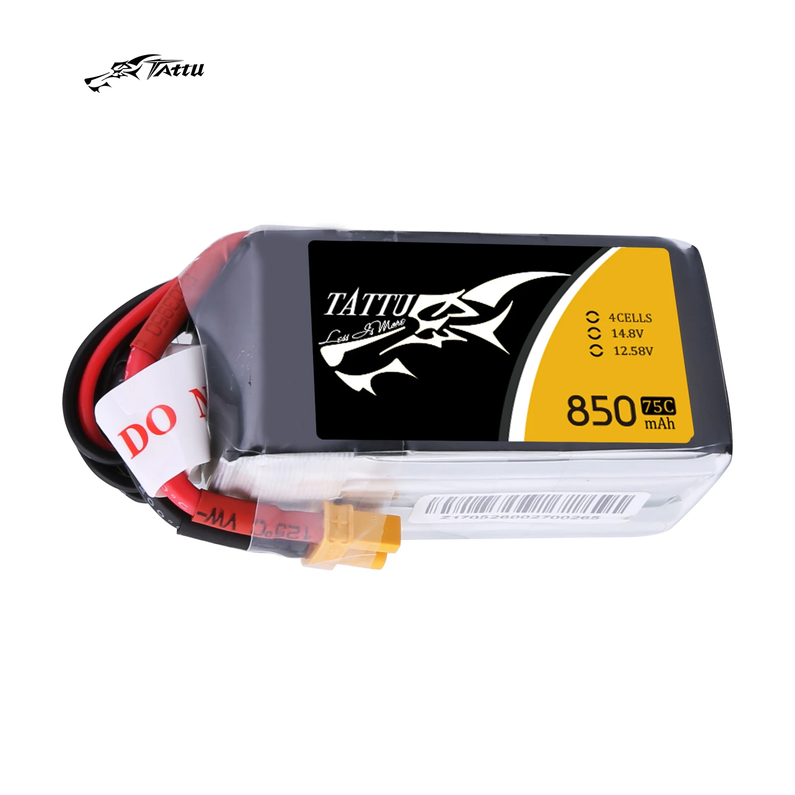 

Литий-полимерный аккумулятор Tattu 14,8 V 850mAh Lipo 4S 75C Racing Battery XT30 Plug для FPV дрона квадрокоптера вертолета размера 100-180