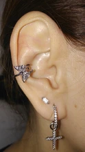 Pendientes elegantes con Clip de mariposa y cristal para mujer, sin Piercing, cartílago falso, bonitos llamativos, coreanos, regalos, 2020
