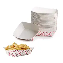 150 шт красный плед одноразовая бумажная коробка складной фри куриные крылья хот-дог упаковка лодки коробки