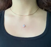 Colgantes redondos de circón AAA para mujer, collar de hilo de pescar transparente Invisible, gargantilla de Metal, Color dorado y plateado
