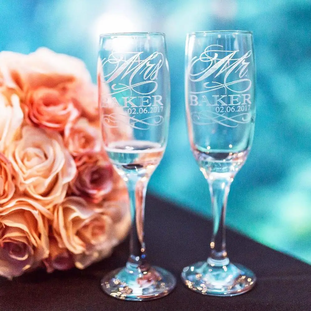 Свадебное вино очки для жениха и невесты Персонализированные Mr Mrs свадебные шампанское флейты чашки для свадьбы, помолвки Декор