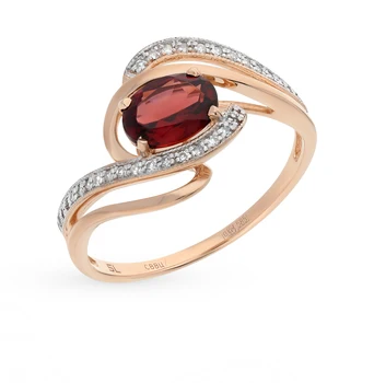 

Gold ring with garnet and diamonds sunlight sample 585