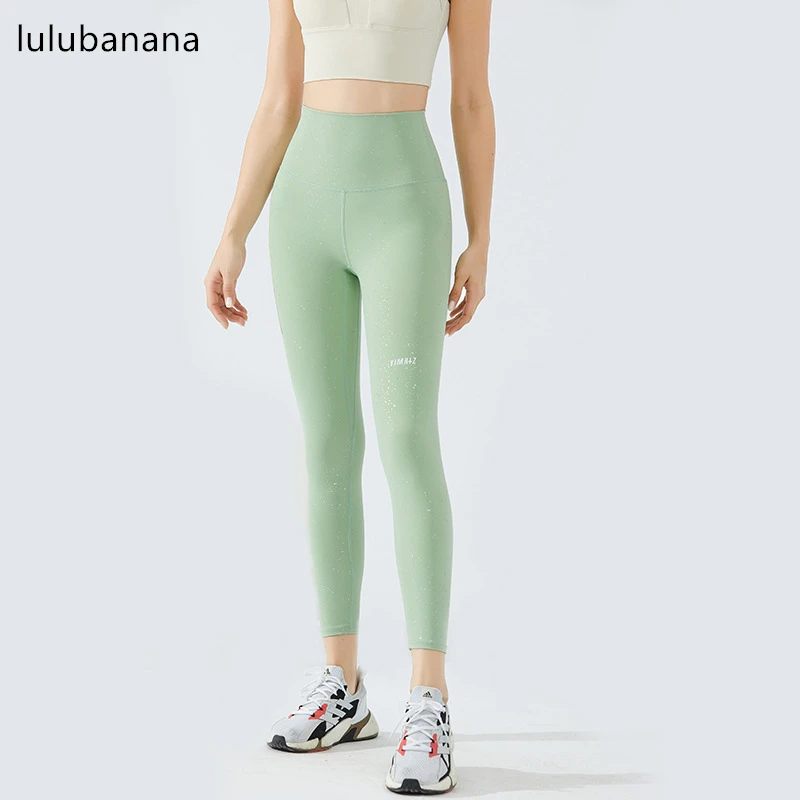 Women's Sequins Ultra Soft High Waisted Seamless Leggings Letter Tummy Control Yoga Pants