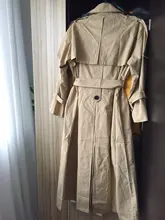 Gabardina larga X holgada de estilo coreano para mujer, abrigo de doble botonadura con cinturón, manto de dama, rompevientos, prendas de vestir de primavera y otoño, color gris