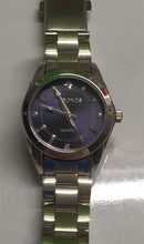 CHRONOS-Reloj de acero inoxidable con diamantes de imitación para mujer, pulsera de plata, cuarzo, resistente al agua, analógico, de negocios, esfera rosa y azul