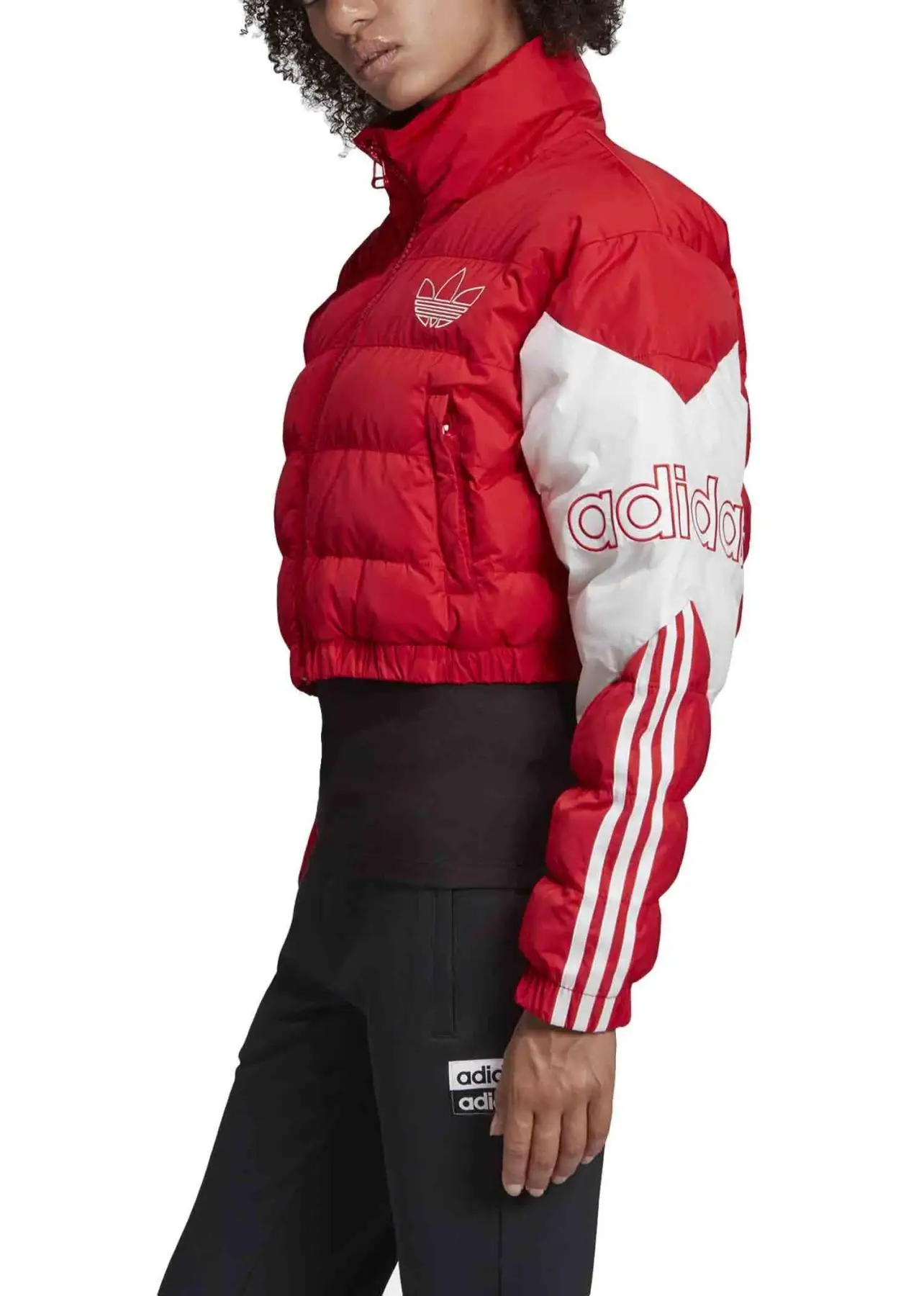 adidas originals cropped puffer jacket in red