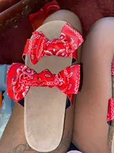 Bandana deslizante para mujer, sandalias con lazo de vaca, desteñido, grafiti, Flast, calzado plano, venta al por mayor, 2020