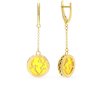 

Silver earrings with amber sunlight sample 925