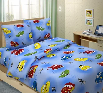 

Baby bedding coarse calico "art design" in the crib "cars blue"