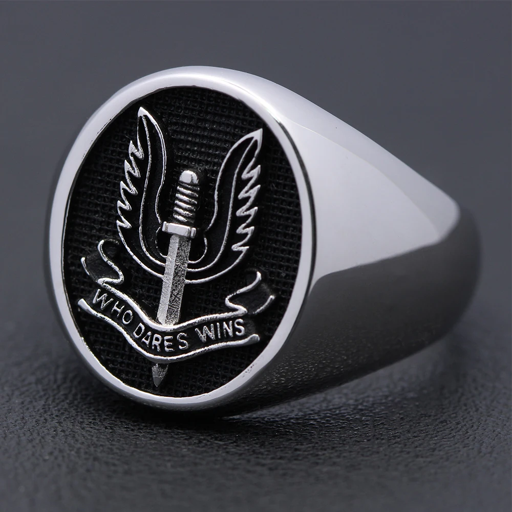 Special Air Service SAS Who Dares Wins Force Military Sterling Silver Ring 3