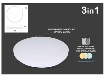 

Led ceiling lamp ceiling round 18W D310mm CCT changing color 3 in 1 3000K 4000K 6400K SKU-7605