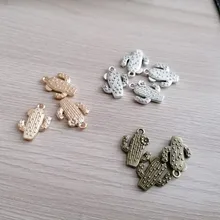 10 Uds. De dijes de Cactus de aleación de Zinc y Metal de tres colores, 15x20mm, aptos para joyería médica, dijes colgantes de plantas