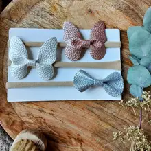 3 unids/lote bebé diademas flor arcos de Nylon bandas de pelo turbante bebé niña diademas accesorios de fotografía recién nacido bebés Accesorios