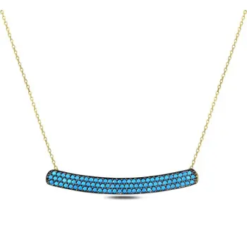 

Angemiel 925 Silver Zircon Nano Turquoise Gemstone Necklace-Gold Plated