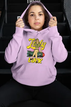 

Angemiel Wear Lady Luck Füzeye Sitting Pink Women 'S Hooded Sweatshirt