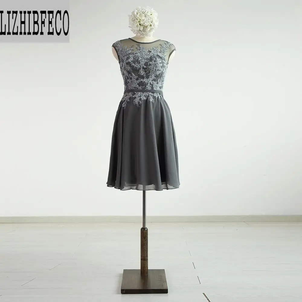 

Chiffon Lace Appliques Knee-length A-line Mother of the bride dress with Jacket Custom made