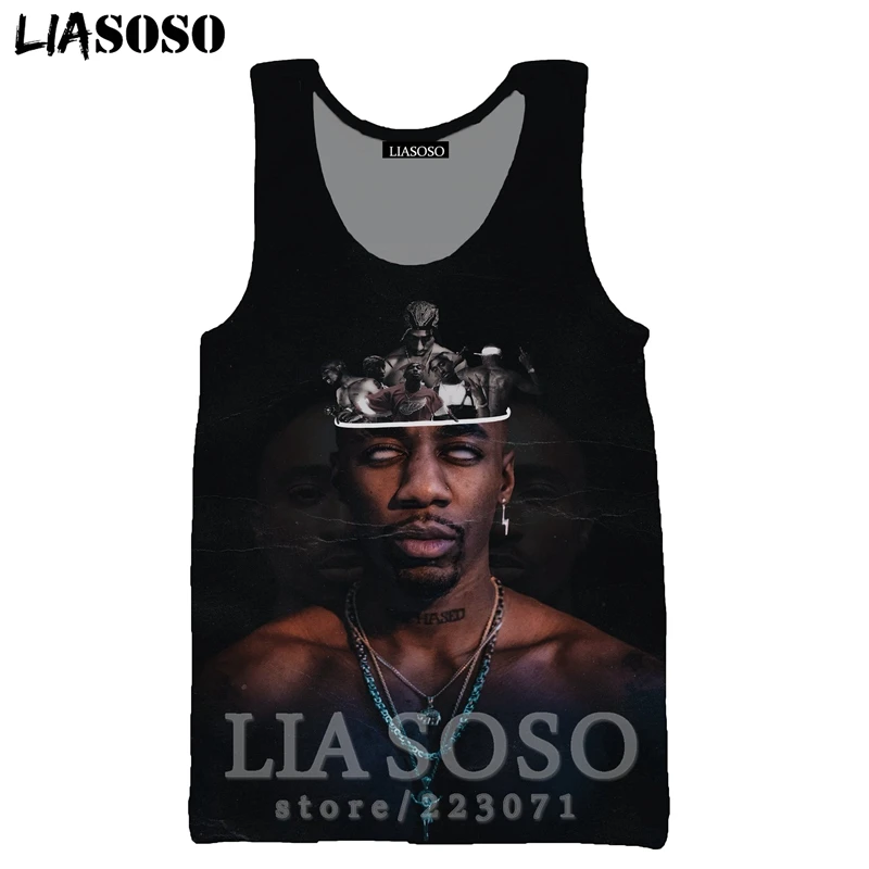 14 Рэппер 2Pac жилет LIASOSO лето для мужчин женщин Аниме Толстовка 3D принт О образным вырезом майка без рукавов хип хоп Уличный пуловер A295-3 - Цвет: 14