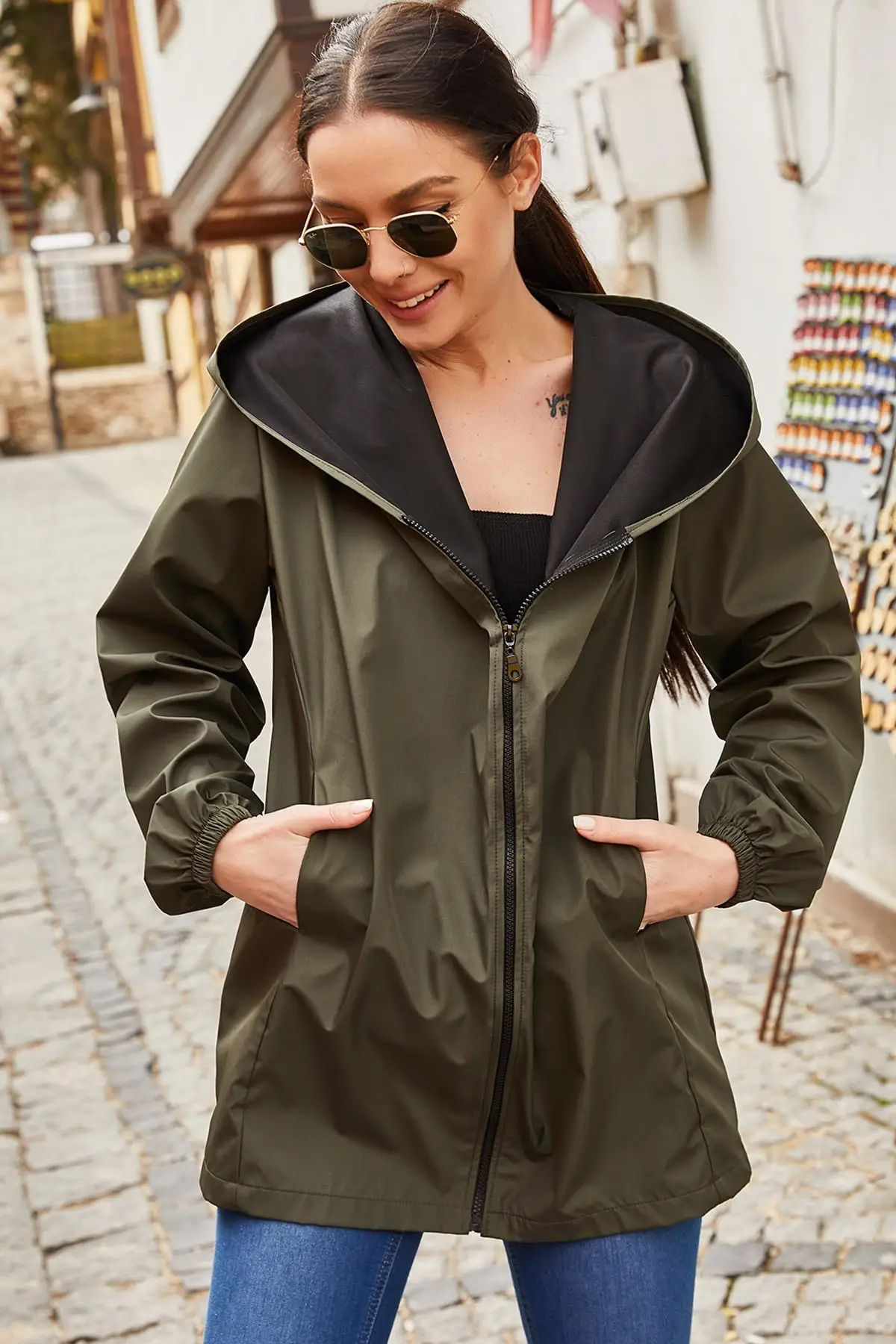 Khaki cagoule womens Clearance