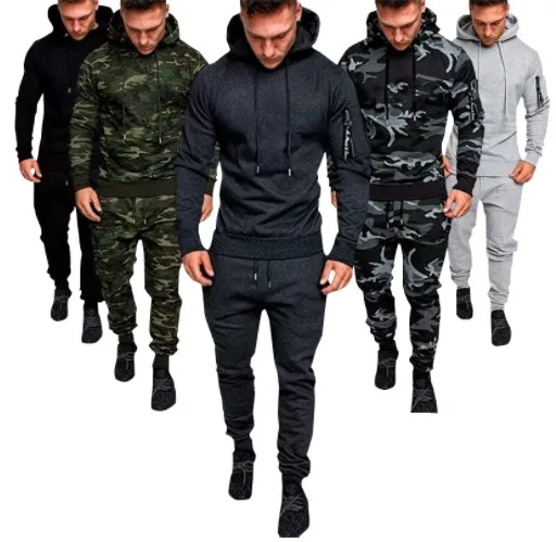 Men Military Tracksuit Sportswear Camouflage Muscle Man Autumn Winter Tactical Sweatshirts And Sweatpants Two Pieces Sets 2021