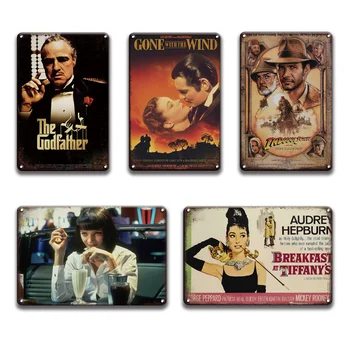 

Pulp Fiction Gone With The Wind Movies Metal Poster Tin Sign Vintage Peaky Blinders 007 Metal Signs Pub Bar Man Cave Home Decor