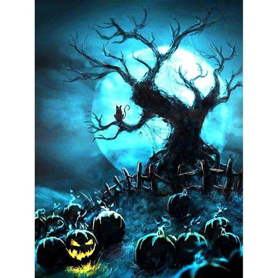 

LaoJieYuan 5D DIY Diamond Painting Halloween Full Square Round Diamond Embroidery Cross Stitch Mosaic Custom Cartoon Home