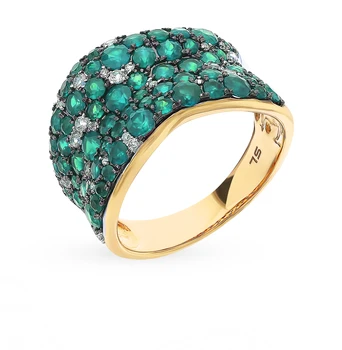 

Gold ring with sapphires, emeralds and diamonds sunlight sample 585