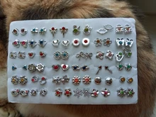 Conjunto de pendientes pequeños de plástico con diamantes de imitación para mujer y niña, joyería de 18/36/100 pares, Estilos mixtos, flores, animales geométricos, cristal