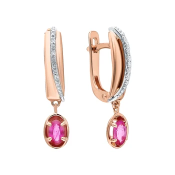 

Gold earrings with rubies and diamonds sunlight sample 585