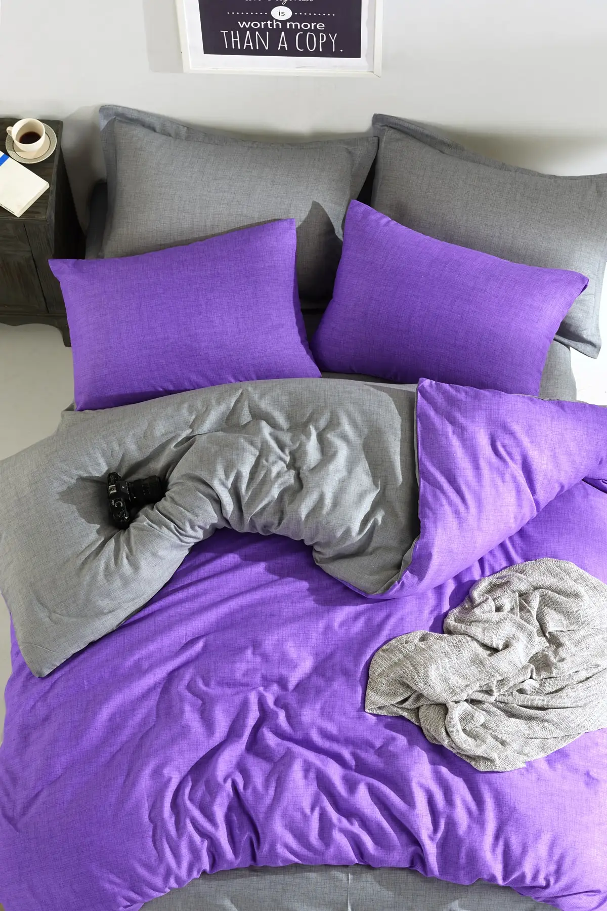 

Home & Home Home Double-Sided Duvet Cover Set Double MaxiColor Purple 200X220 cm