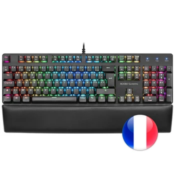 

Mars Gaming MK5, mechanical RGB Gaming keyboard, Software, ergonomic wrist rest, blue/red Switch, layout French