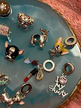 Plata de Ley 925 de un perro historia caniche Cachorro Bulldog Francés perlas encanto Fit BISAER encantos de plata 925 Pulsera Original