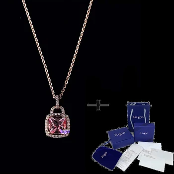 

SWA 2020 New Fashion High Quality Love Lock Concentric Lock Rose Gold Necklace For Wife Classic And Elegant Birthday Gift