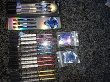 Cyelife-dardos de punta de acero con ejes de aluminio, herramienta, 16 colas, juego de dardos caseros, 4 colores, 12 paquetes