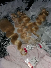 Mechones Rubio perla negra con cierre, cabello humano Remy ondulado malayo, rubio miel, 613 mechones con cierre, 613